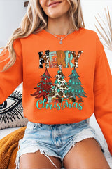 UL180P-E3200 Merry Christmas Trees Graphic Plus Sweatshirt $25