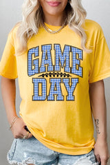 5000-E3130 Blue Gingham Game Day Graphic Heavy Cotton Tee $9