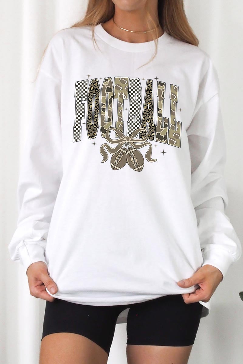 UL240-E3132 Camo Football Graphic Long Sleeve Tee $13.75