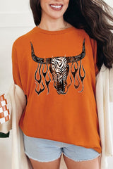 5000P-E3176 Western Bullskull Graphic Plus Heavy Cotton Tee $12.75