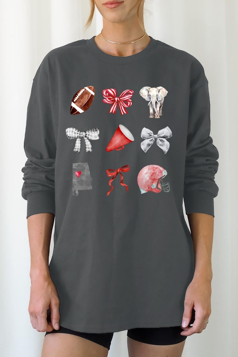 UL240-E3076 Alabama Football Graphic Long Sleeve Tee $13.75