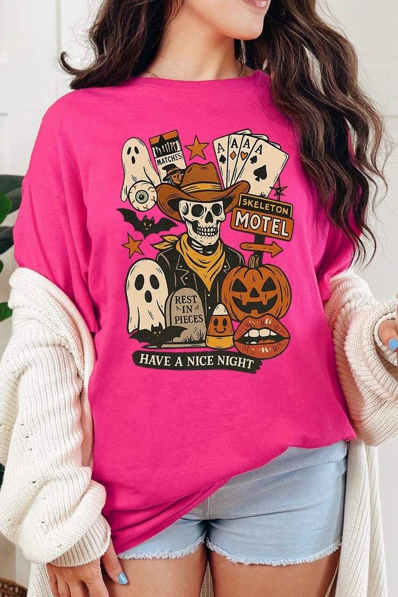 5000P-E3107 Spooky Skeleton Graphic Plus Heavy Cotton Tee $12.75