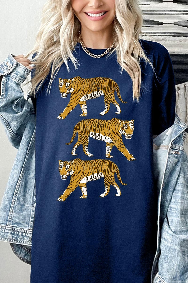 5000P-E3104 Retro Tigers Graphic Plus Heavy Cotton Tee $12.75