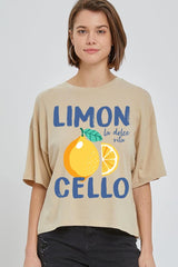 CTS-E3056 Limoncello Graphic Relaxed Crop Top $10.5