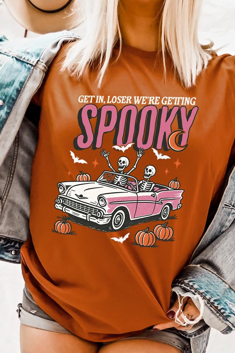 US3001-E3142 Spooky Skeleton Graphic Tee $12.5