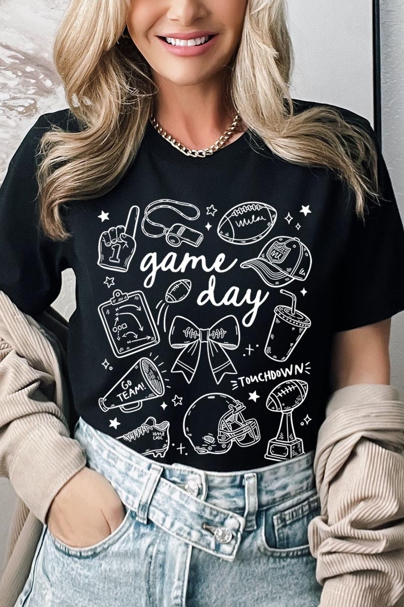 US3001P-E3081 Football Doodles Graphic Plus Tee $16