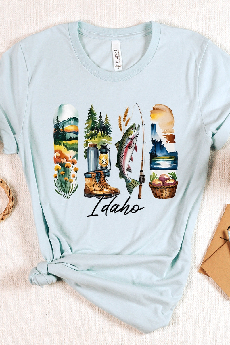 US3001-E3061ID Idaho State Brushstroke Graphic Tee $12.5