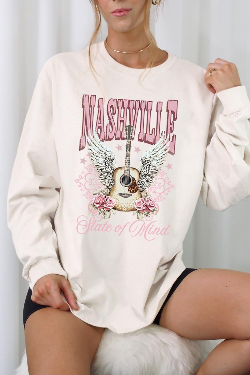 UL240-E3157 Nashville Rose Graphic Long Sleeve Tee $13.75