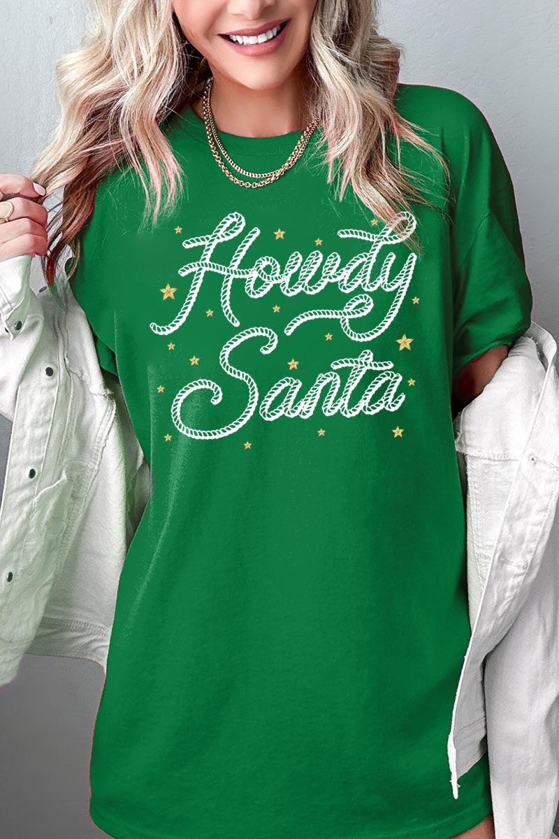 5000P-E3199 Howdy Santa Graphic Plus Heavy Cotton Tee $12.75