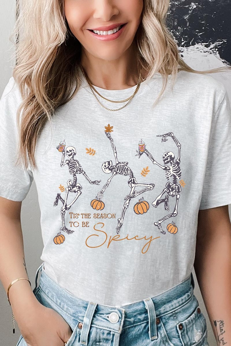 US3001-E3123 Halloween Skeleton Graphic Tee $12.5