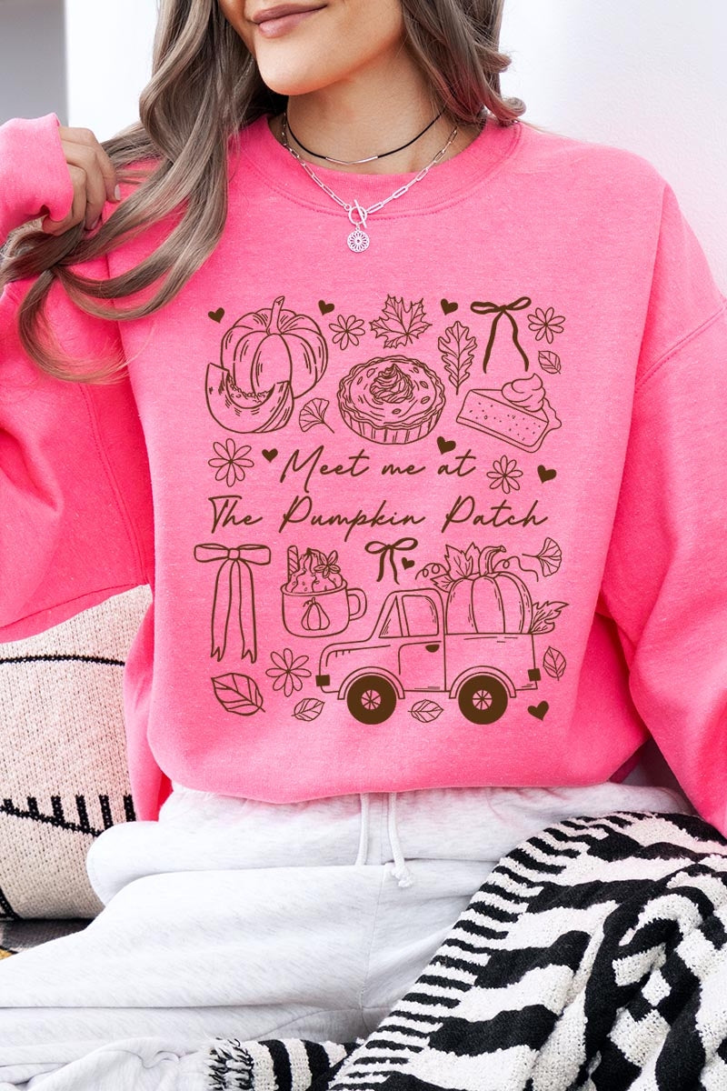 UL180P-E3163 Pumpkin Patch Doodle Graphic Plus Sweatshirt $25