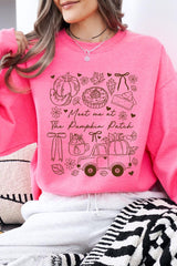 UL180-E3163 Pumpkin Patch Doodle Graphic Sweatshirt $20