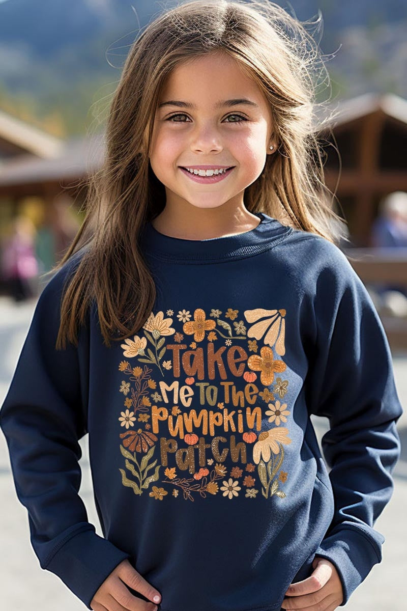 UL180B-E3136Z Take Me To The Pumpkin Patch Kids Graphic Sweatshirt $20