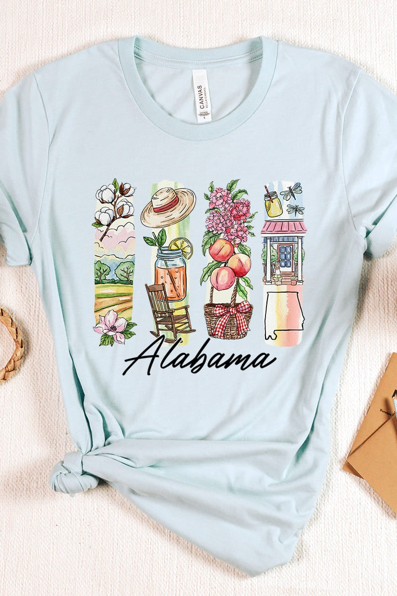 US3001P-E3061AL Alabama State Brushstroke Graphic Plus Tee $16
