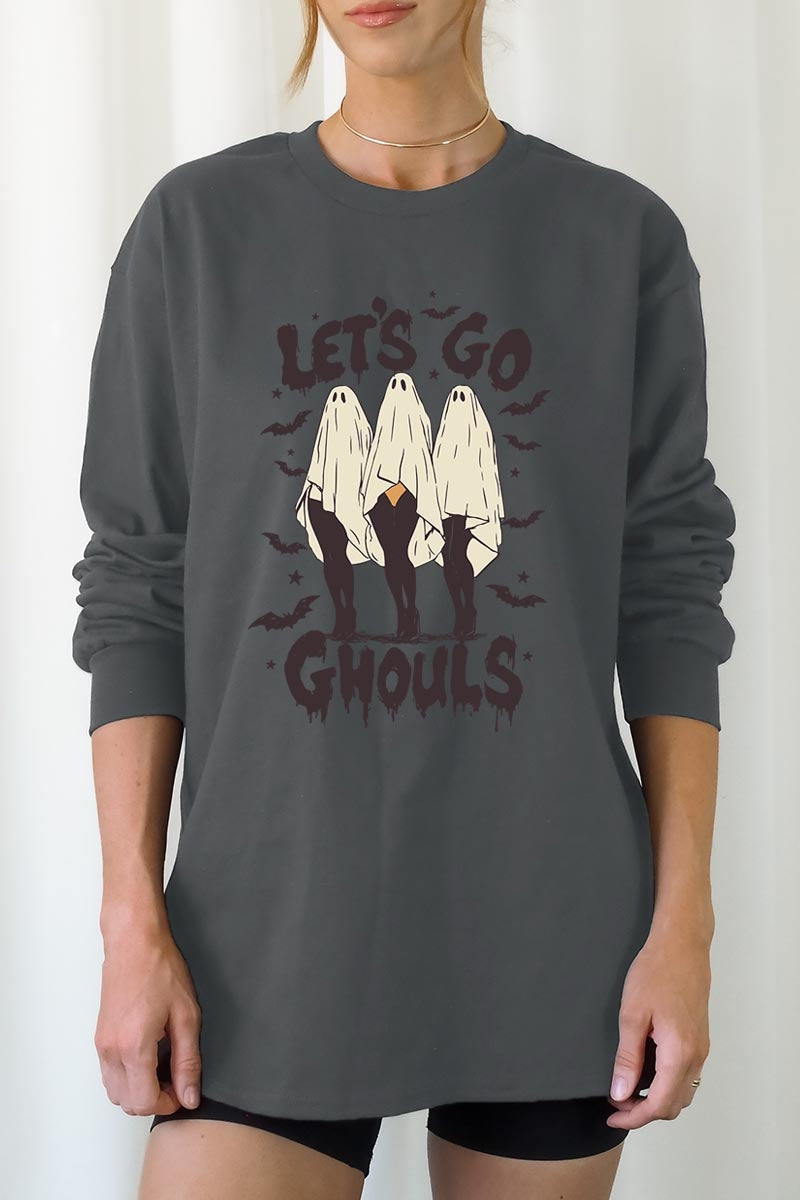 UL240P-E3160 Letu2019s Go Ghouls Ghost Graphic Plus Long Sleeve Tee $17
