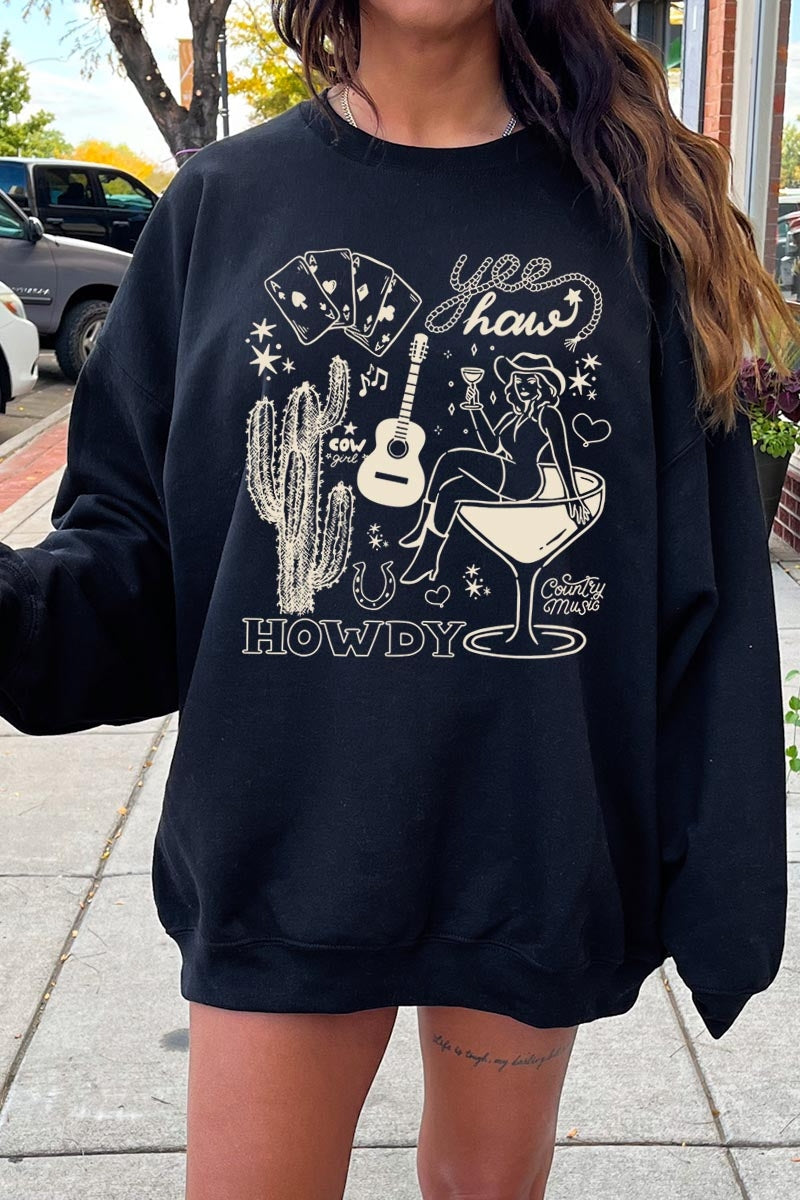 UL180-E3097 Cowgirl Country Music Graphic Sweatshirt $20