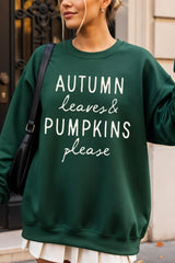 UL180-E3158 Autumn Leaves Pumpkins Graphic Sweatshirt $20