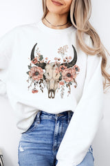 UL180-E3113 Western Skull Floral Graphic Sweatshirt $20