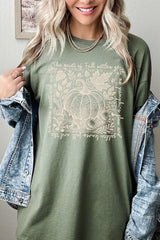 5000-E3112 Fall Pumpkin Botanical Graphic Heavy Cotton Tee $9