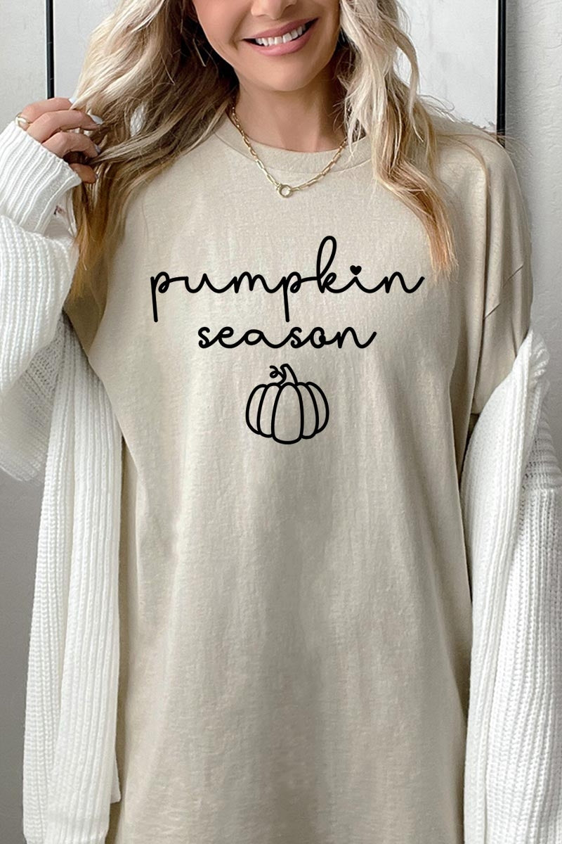 5000-E3152 Pumpkin Season Graphic Heavy Cotton Tee $9