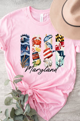 US3001P-E3061MD Maryland State Brushstroke Graphic Plus Tee $16