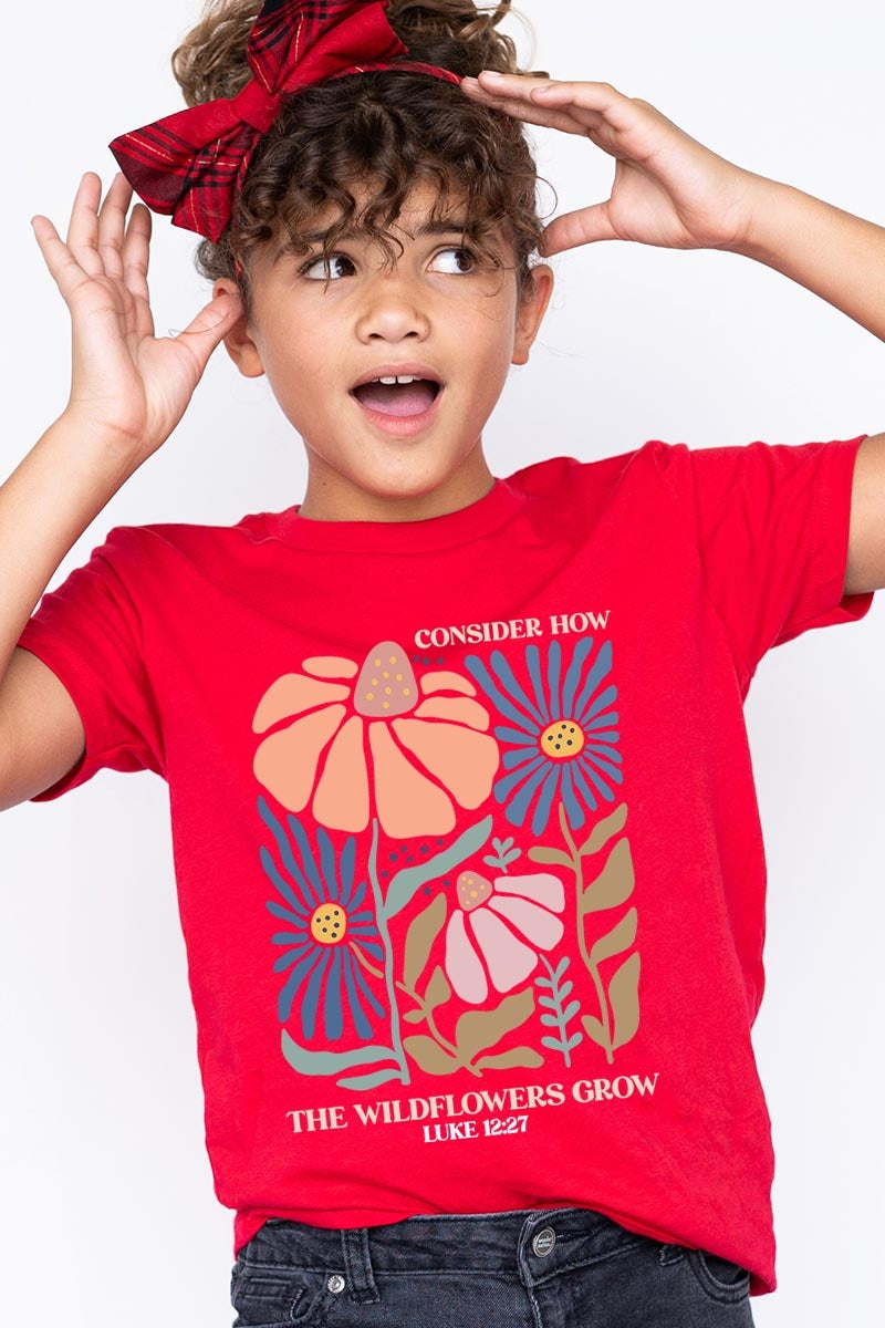US3001Y-E3067Z Consider the Wildflowers Kids Graphic Tee $11