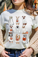 US3001-E3106 Halloween Ghost Dog Graphic Tee $12.5
