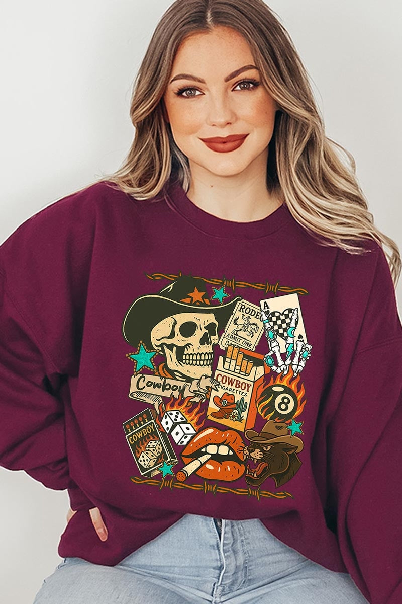 UL180-E3096 Vintage Western Collage Graphic Sweatshirt $20