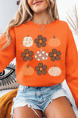 UL180-E3117 Pumpkins & Flowers Fall Graphic Sweatshirt $20