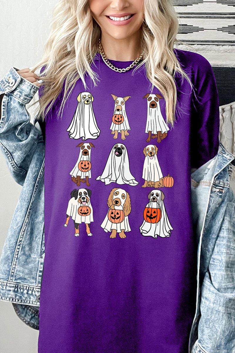 5000P-E3106 Halloween Ghost Dog Graphic Plus Heavy Cotton Tee $12.75