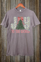 LS002-E3213 Joy to the World Graphic Vintage Tee $15.5