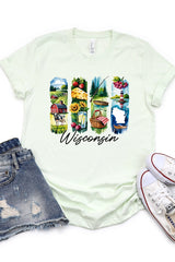 US3001-E3061WI Wisconsin State Brushstroke Graphic Tee $12.5