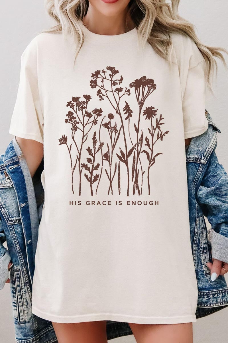 5000-E3146 Christian Wildflower Graphic Heavy Cotton Tee $9