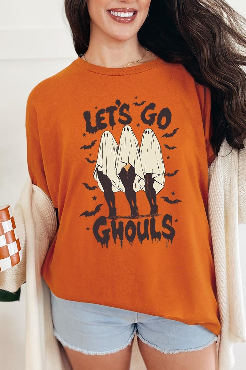 5000P-E3160 Letu2019s Go Ghouls Ghost Graphic Plus Heavy Cotton Tee $12.75
