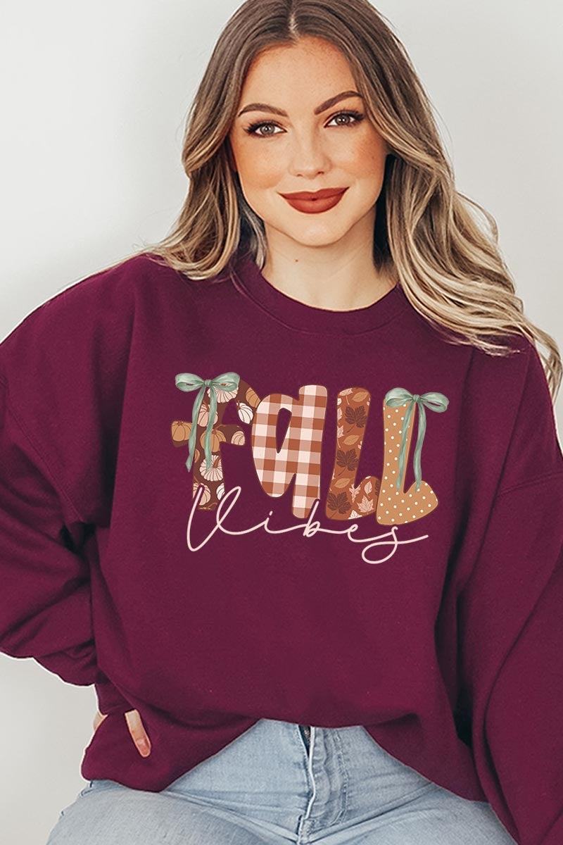 UL180P-E3071 Fall Vibes Rustic Script Graphic Plus Sweatshirt $25