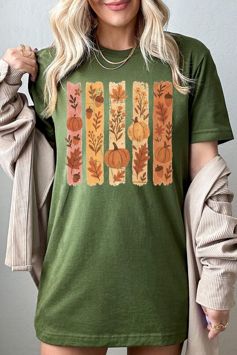 US3001-E3110 Brushstroke Boho Fall Graphic Tee $12.5