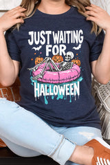 US3001P-E3138 Just Waiting For Halloween Graphic Plus Tee $16