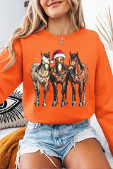 UL180-E3182 Christmas Horses Graphic Sweatshirt $20