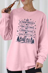UL240P-E3189 Ski Lodge Signs Graphic Plus Long Sleeve Tee $17