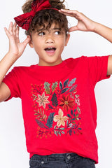 US3001Y-E3186Z Floral Christmas Kids Graphic Tee $11