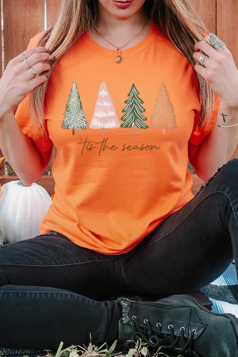 US3001P-E3218 Rustic Christmas Trees Graphic Plus Tee $16