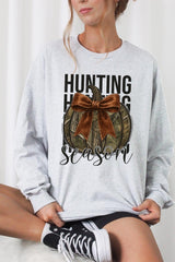 UL240-E3190 Hunting Pumpkin Bow Graphic Long Sleeve Tee $13.75