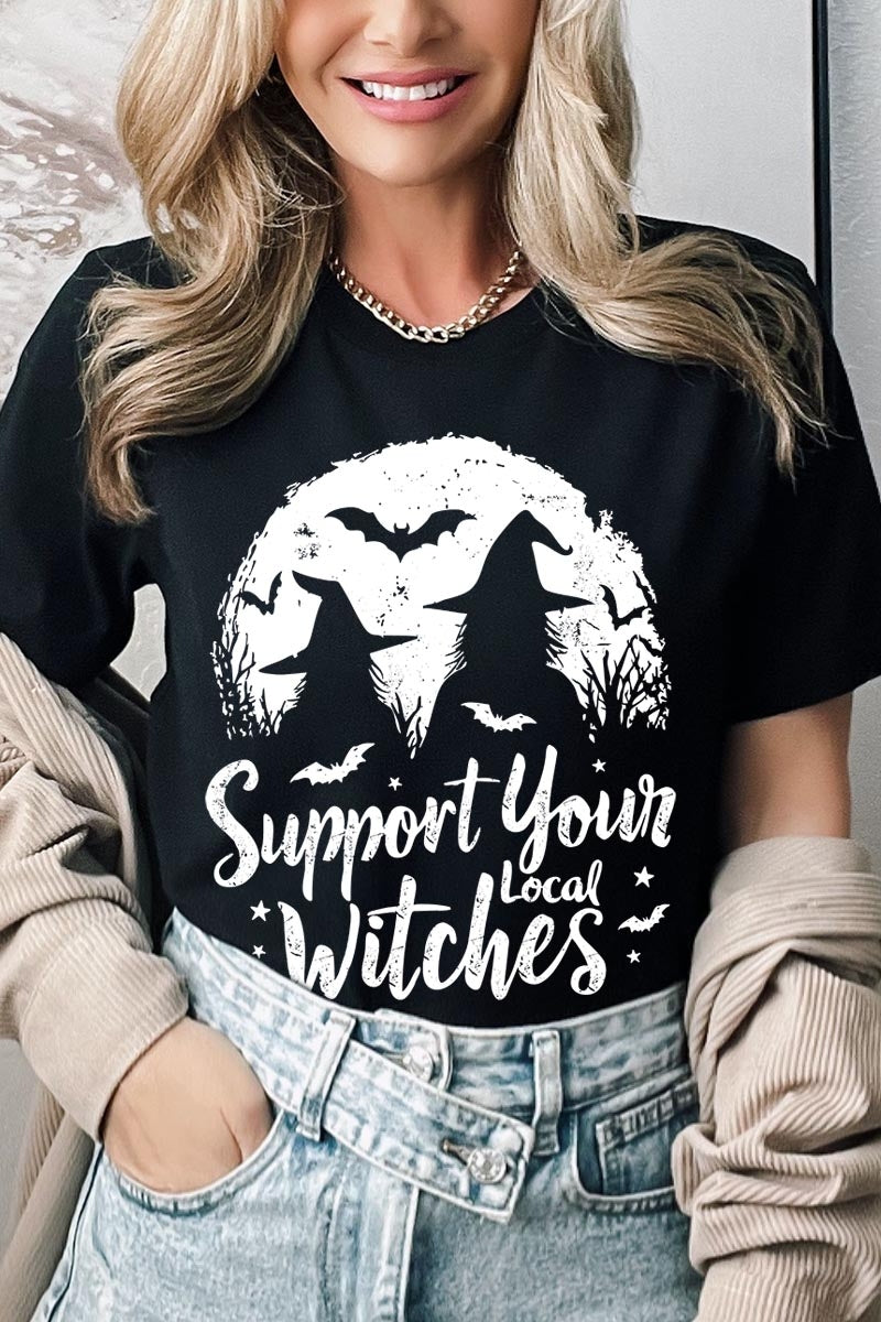 US3001P-E3161 Local Witches Halloween Graphic Plus Tee $16