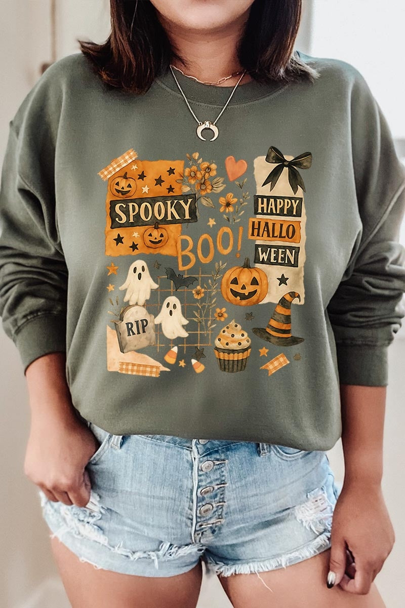 UL180-E3084 Halloween collage Graphic Sweatshirt $20