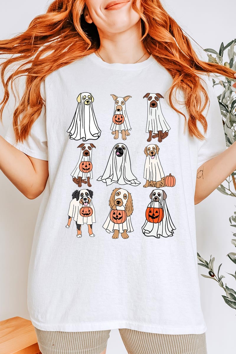 5000-E3106 Halloween Ghost Dog Graphic Heavy Cotton Tee $9