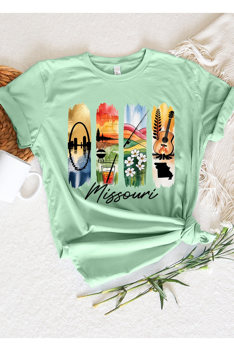 US3001-E3061MO Missouri State Brushstroke Graphic Tee $12.5