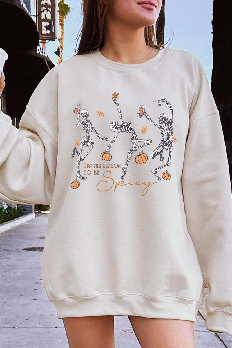 UL180P-E3123 Halloween Skeleton Graphic Plus Sweatshirt $25