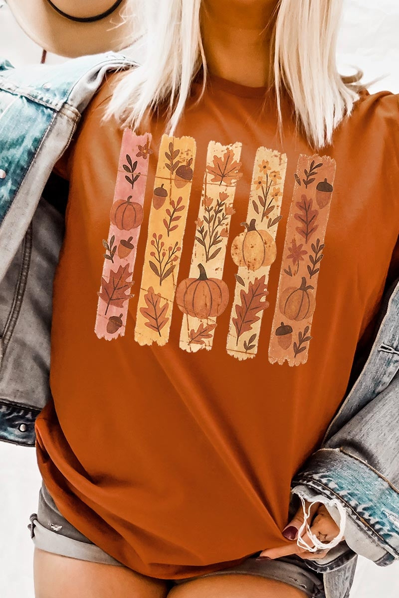 US3001-E3110 Brushstroke Boho Fall Graphic Tee $12.5