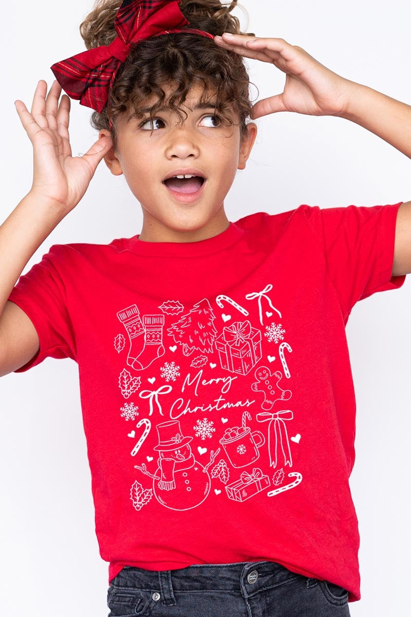 US3001Y-E3181Z Christmas Doodle Kids Graphic Tee $11