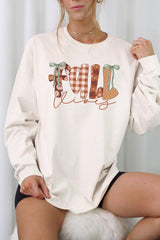 UL240-E3071 Fall Vibes Rustic Script Graphic Long Sleeve Tee $13.75